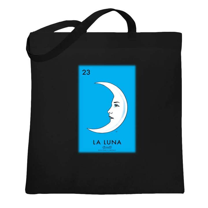 La Luna Moon Loteria Card Mexican Bingo Tote Bag for wholesale by Pop Threads