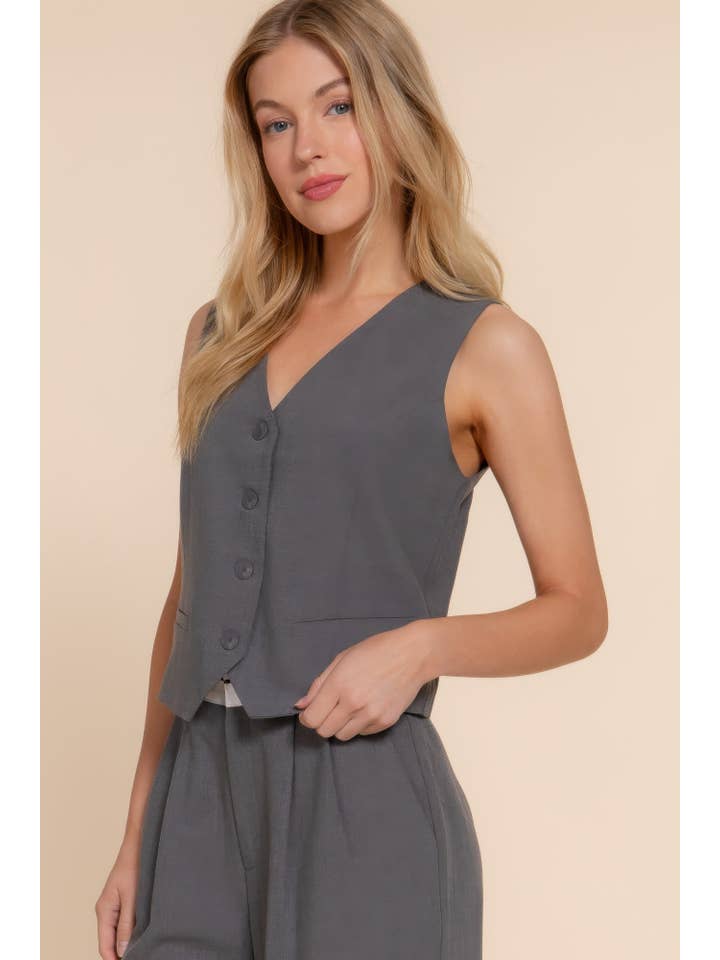 CC Wholesale Clothing - Wholesale Suit Vest - Women's - V-neckline W/front Button Closure Vest2
