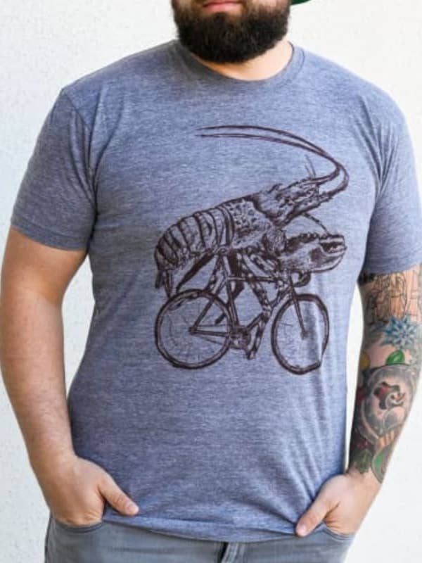 Lobster on A Bicycle Men's Shirt for wholesale by Dark Cycle Clothing