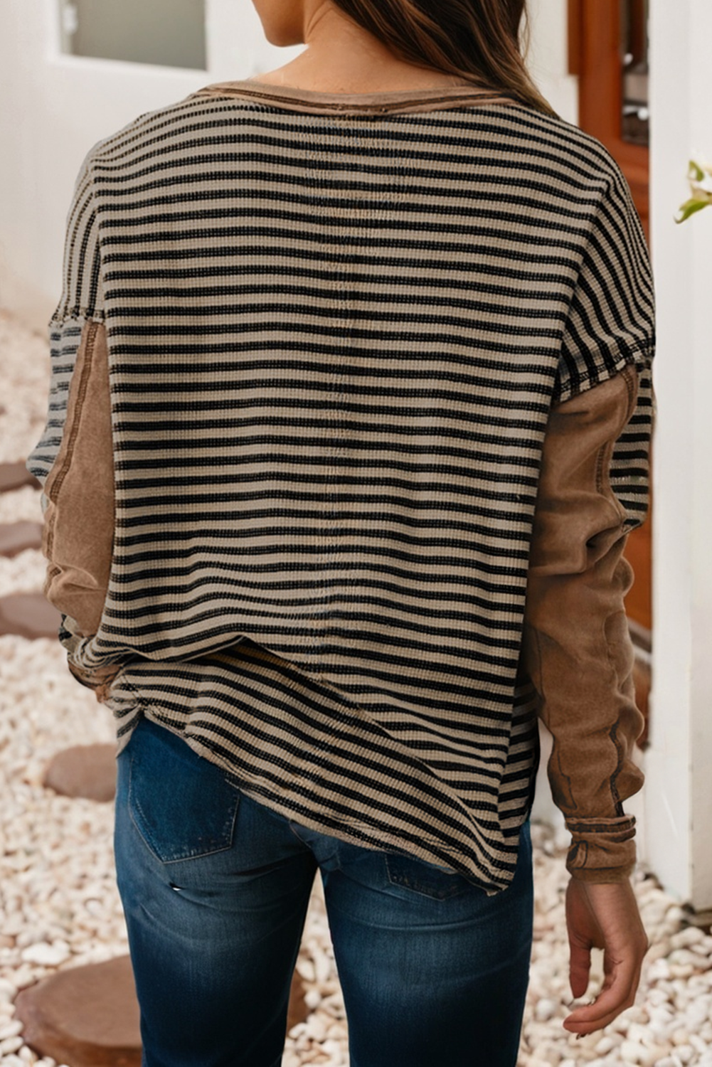 Little Daisy Closet - Vente Chemisier – femme - Blouse décontractée à col rond rayé LDC | S-4X15