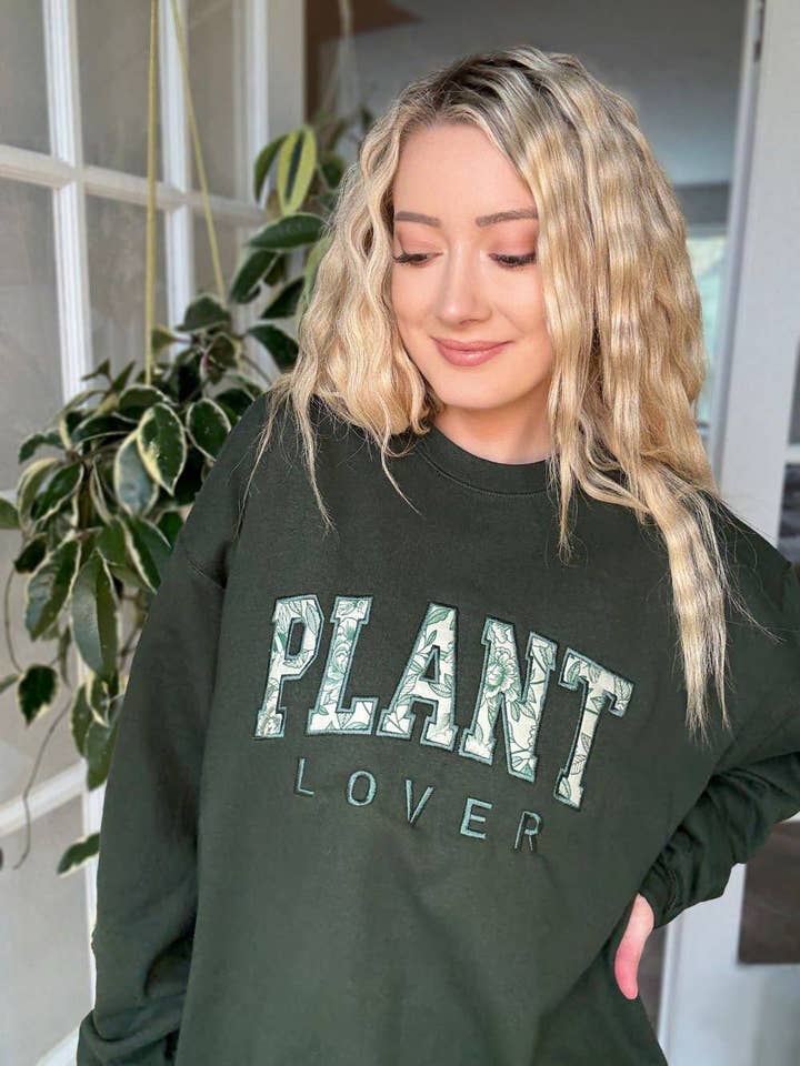Plant Lover Embroidered Crewneck Sweatshirt for wholesale by Botanically Insane