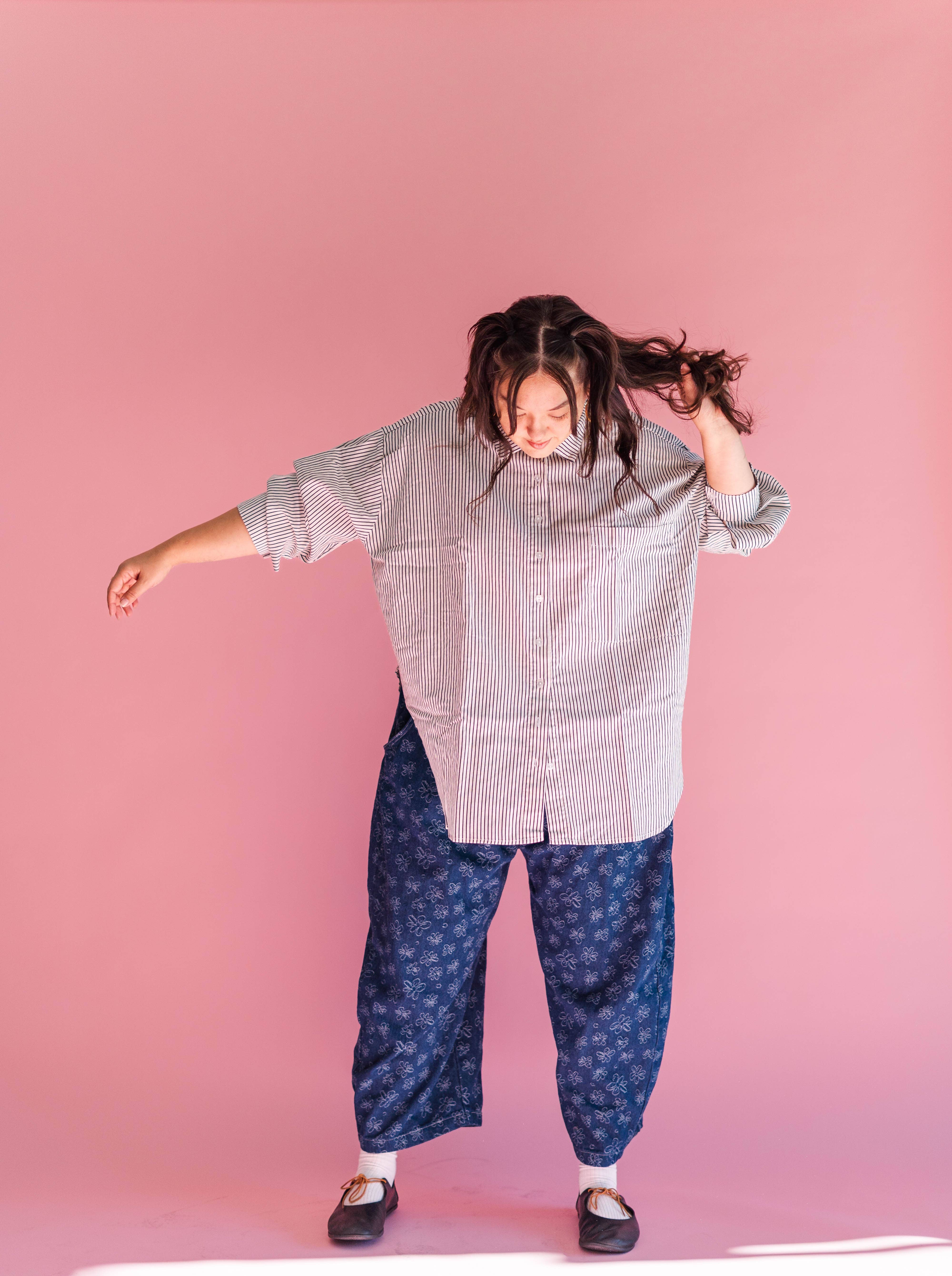 Nettle Studios - Wholesale Pants - Unisex - Size Inclusive Gender Neutral Dark Daisy Denim Balloon Pant19