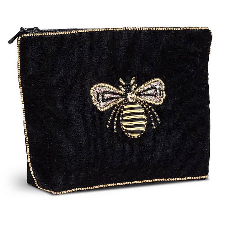 Bolsa grande de terciopelo con abeja 3D negra, 5 x 7 pulgadas de largo para venta al por mayor de Abbott