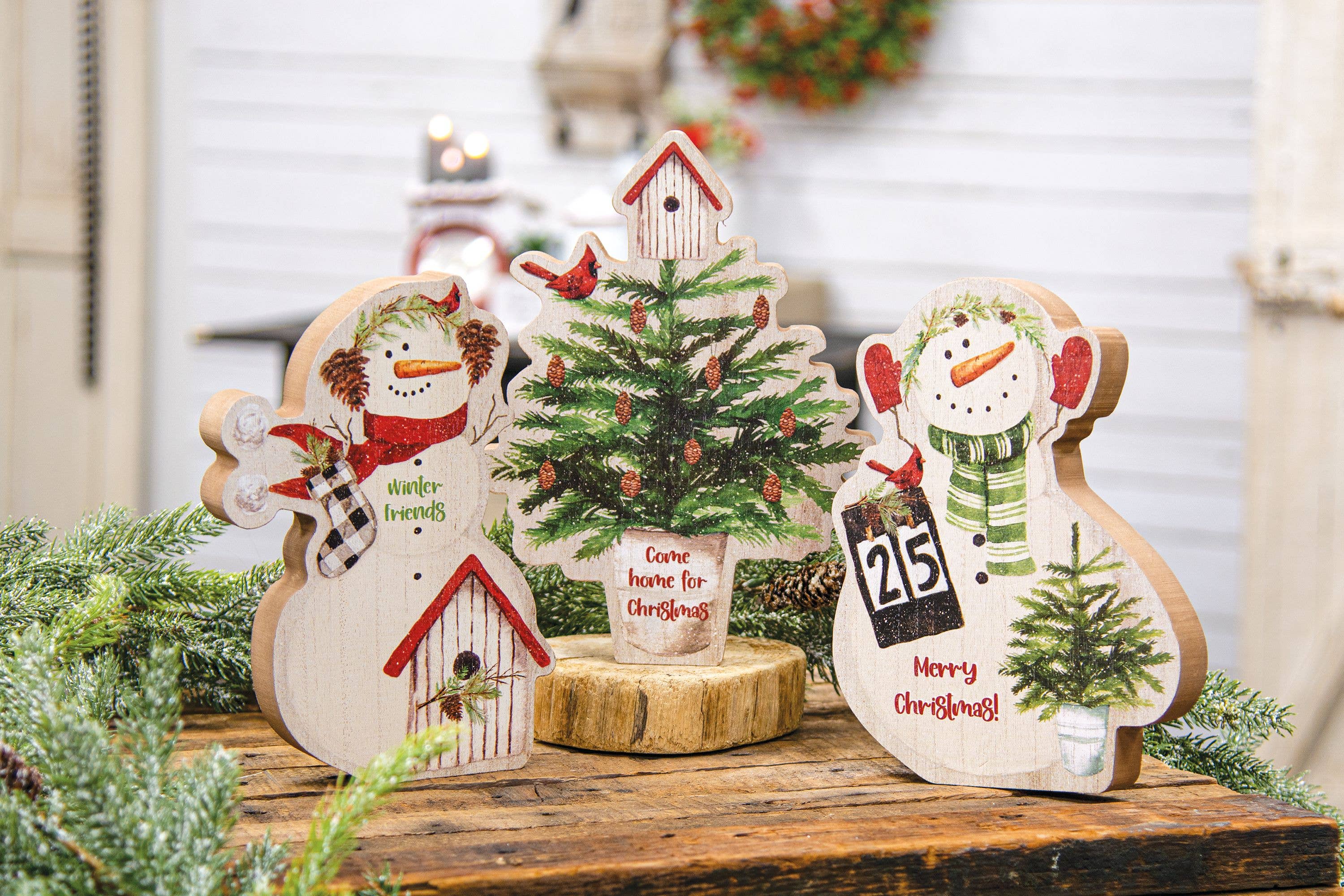 The Hearthside Collection - Venta al por mayor Decoración navideña - Niñera de muñeco de nieve grueso feliz navidad2