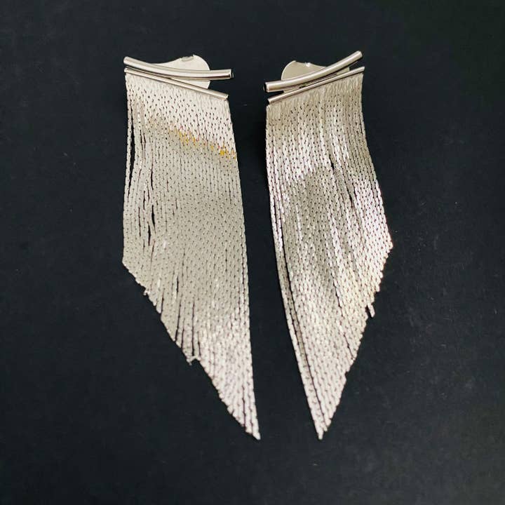 Housegoldjewelry - Vendita all'ingrosso Orecchini con nappe - Orecchini a nappa in argento, orecchini a cascata, orecchini con frange,3