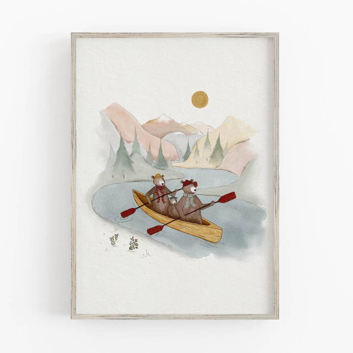 Arte de Parede de Aventura, Impressão de Aventura de Caiaque da Família de Ursos por atacado de Urchin Bay