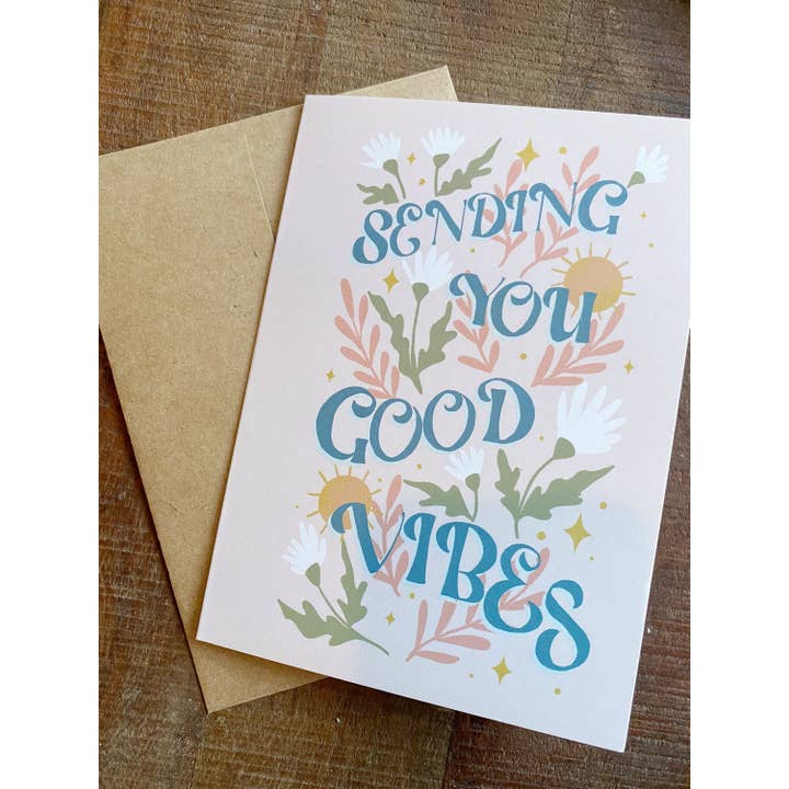 Bee Sweet Studio - Wholesale Get Well Card - Good Vibes Floral Greeting Card - Get Well & Anytime Wishes1