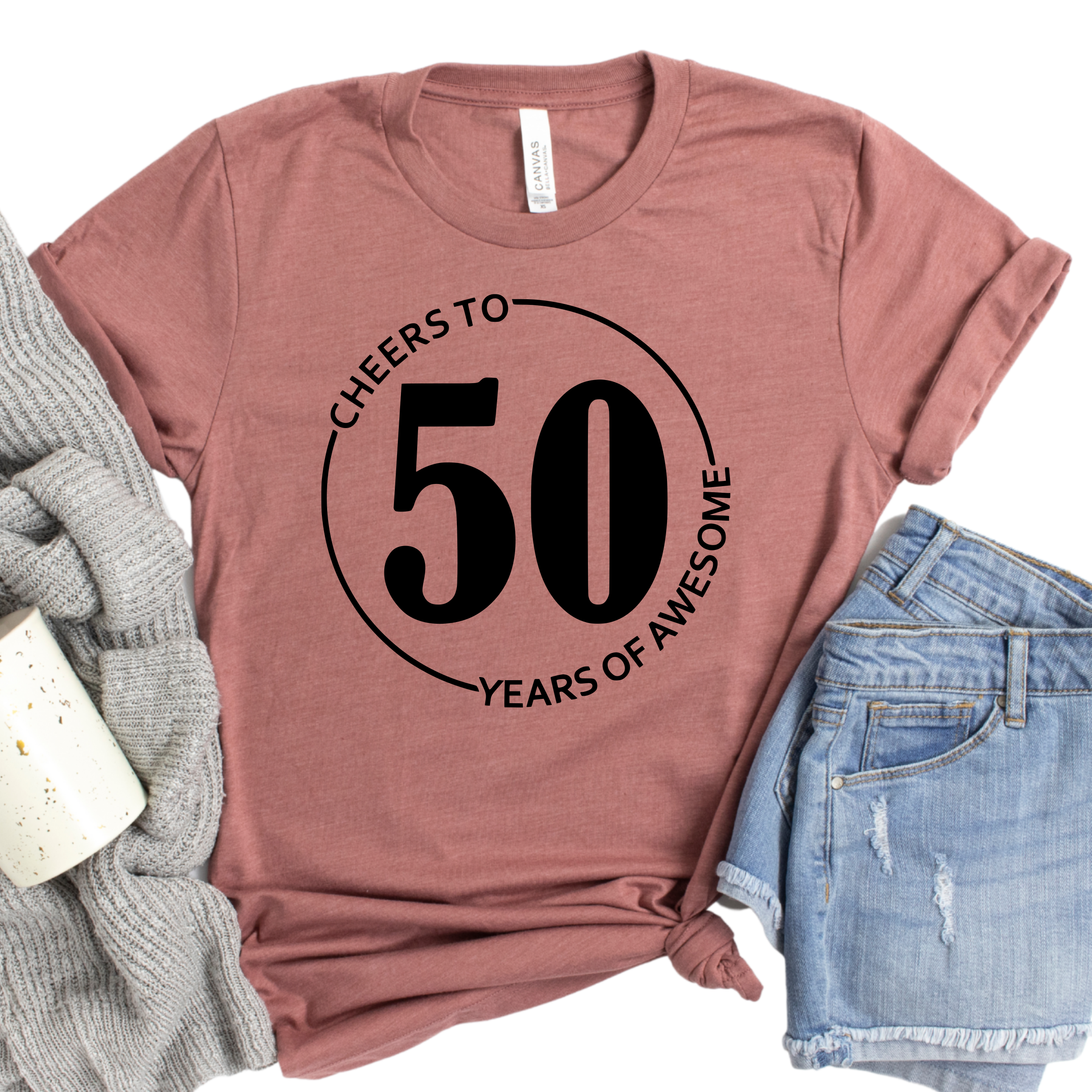 Epic Life  - Designed - Wholesale Screen Printed T-Shirt - Women's - Cheers to 50 Years Shirt | 50th Birthday Graphic Tee | Funny 50th Celebration Shirt | Milestone Birthday Gift | 50 Years of Awesome0