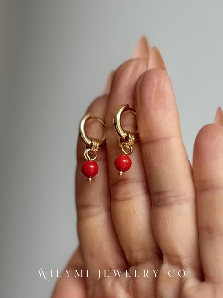 ISOLA Echte Koralle Mehrzweck-Huggy-Creolen | SS + GF für den Großhandel von WILYMI Jewelry Co