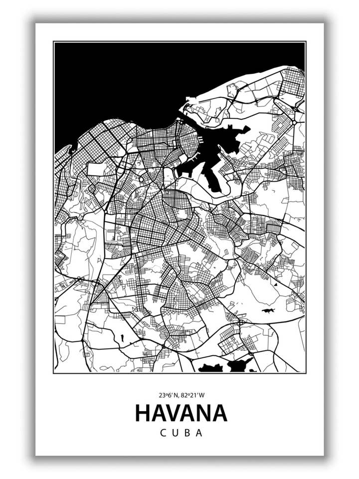 Map of Havana Cuba for wholesale by Stanley Print House