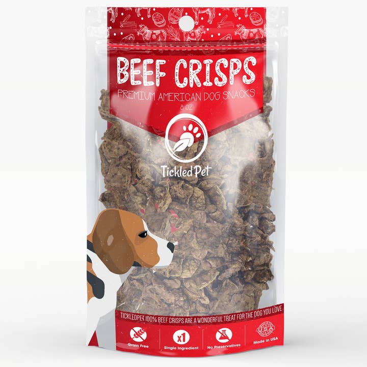 Natural USA Beef Lung Crisps 8 oz retail bag for wholesale by TickledPet