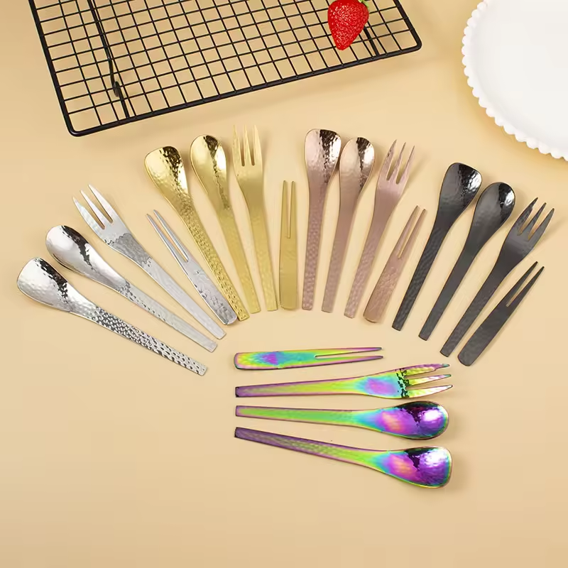 Sostraw & SmartThings - Wholesale Table Spoon (Cutlery) - Hammered Spoon - 2 shapes - 4 colors - Coffee, Tea, Desserts7