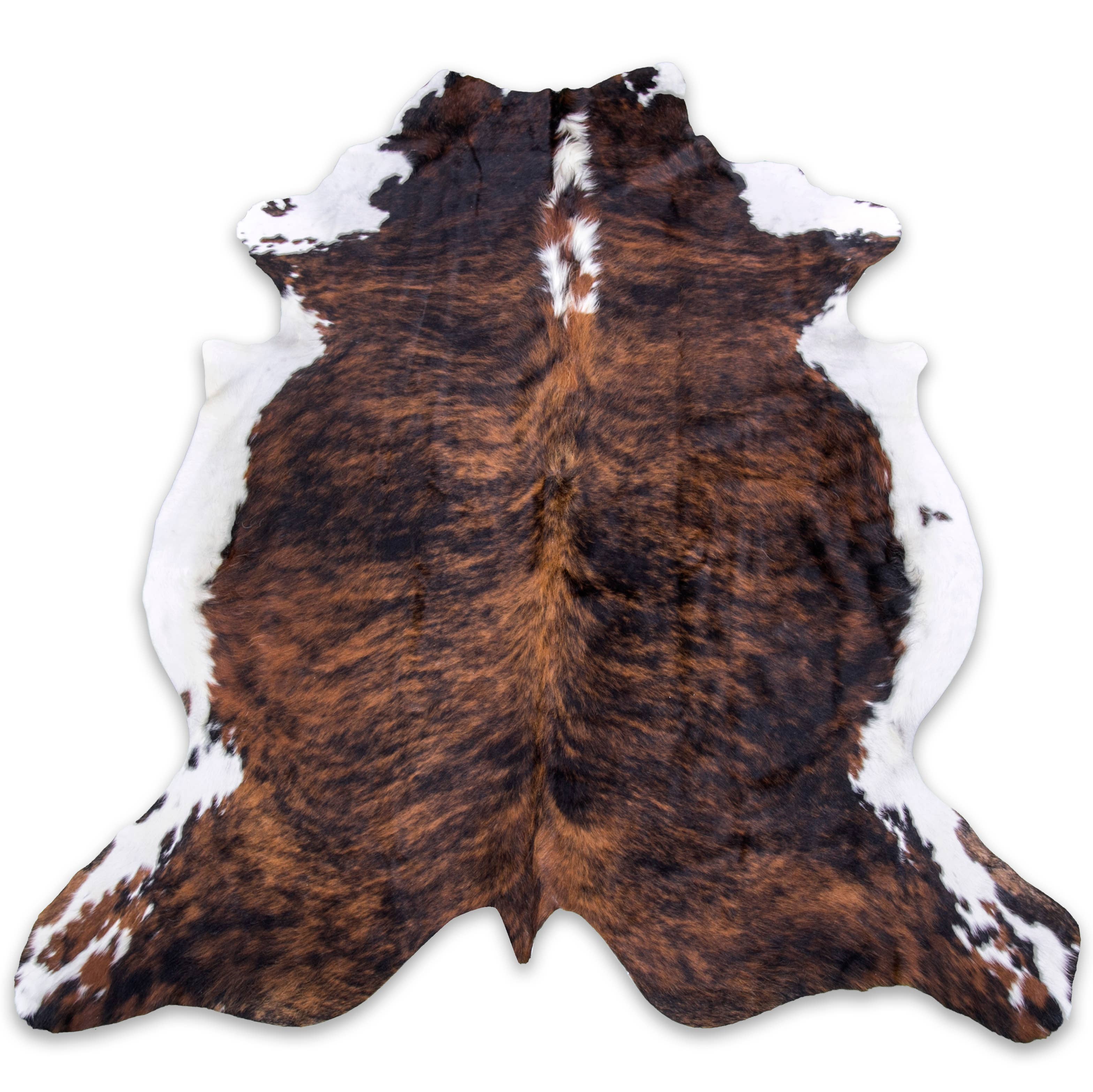 Brindle Rodeo Cowhide Rug Hair on authentic leather rug size approx 6x7 ft 