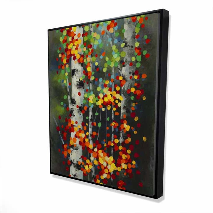 Färgglada prickiga löv björkar | Grön sovrum canvasdekoration för wholesale av BEGIN HOME DECOR