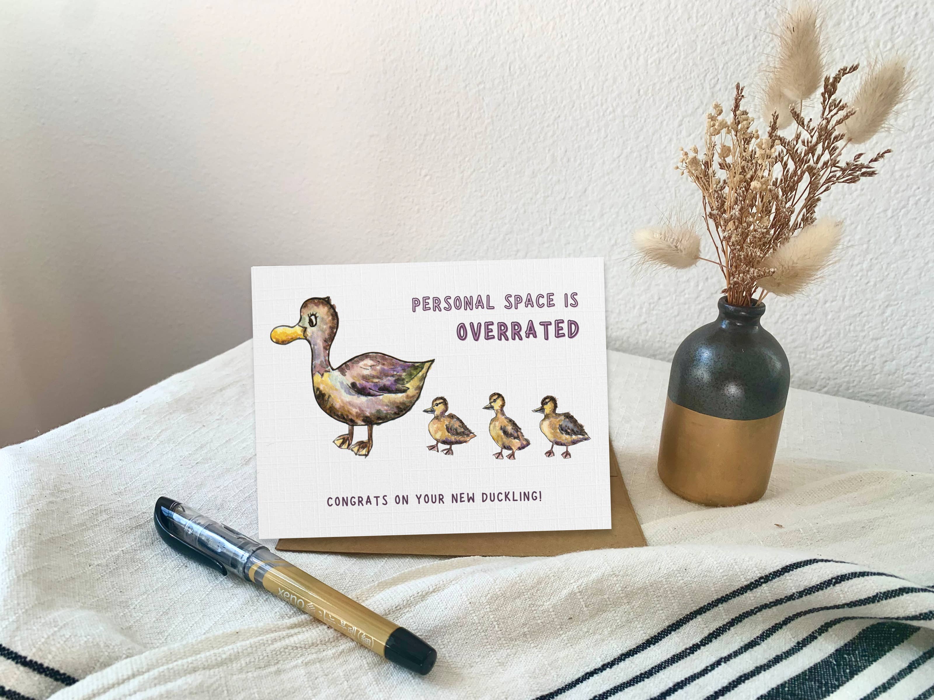 Pink Hill Press - Wholesale Baby Card - Cute ducklings baby shower card, Duck family new baby card1