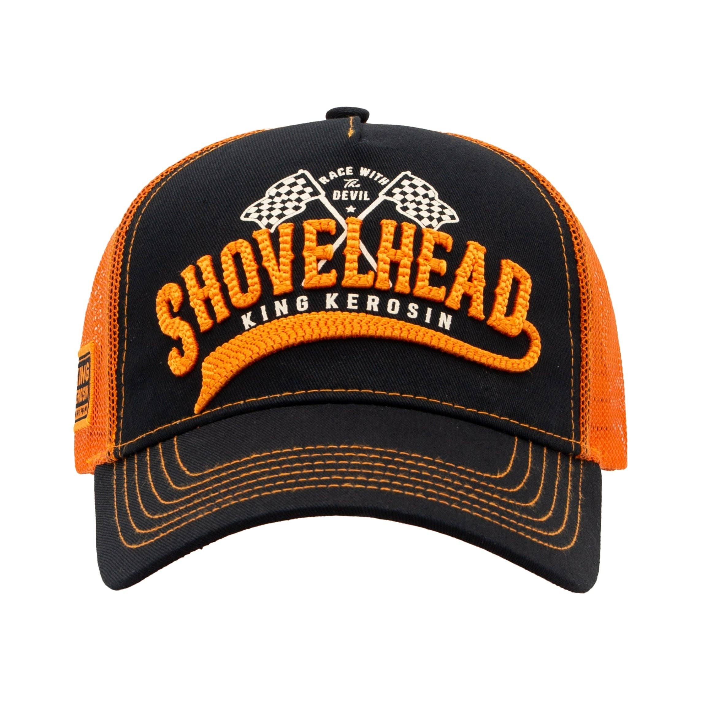 orange Trucker Cap "Shovelhead" for wholesale on Faire1