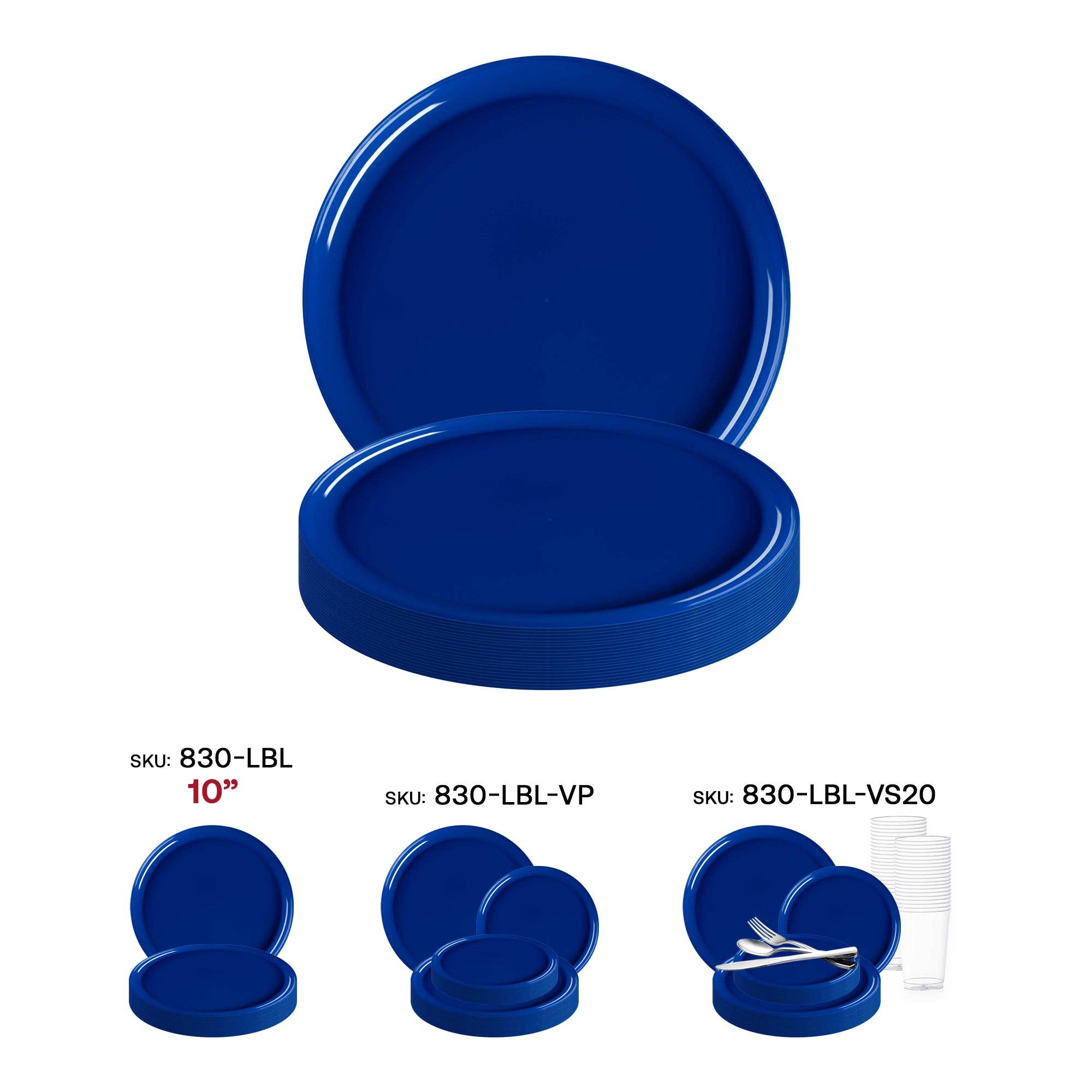 Smarty had a Party – wholesale Disposable plate – 8.5" Blue Flat Round Plastic Appetizer/Salad Plates - 10 pcs5