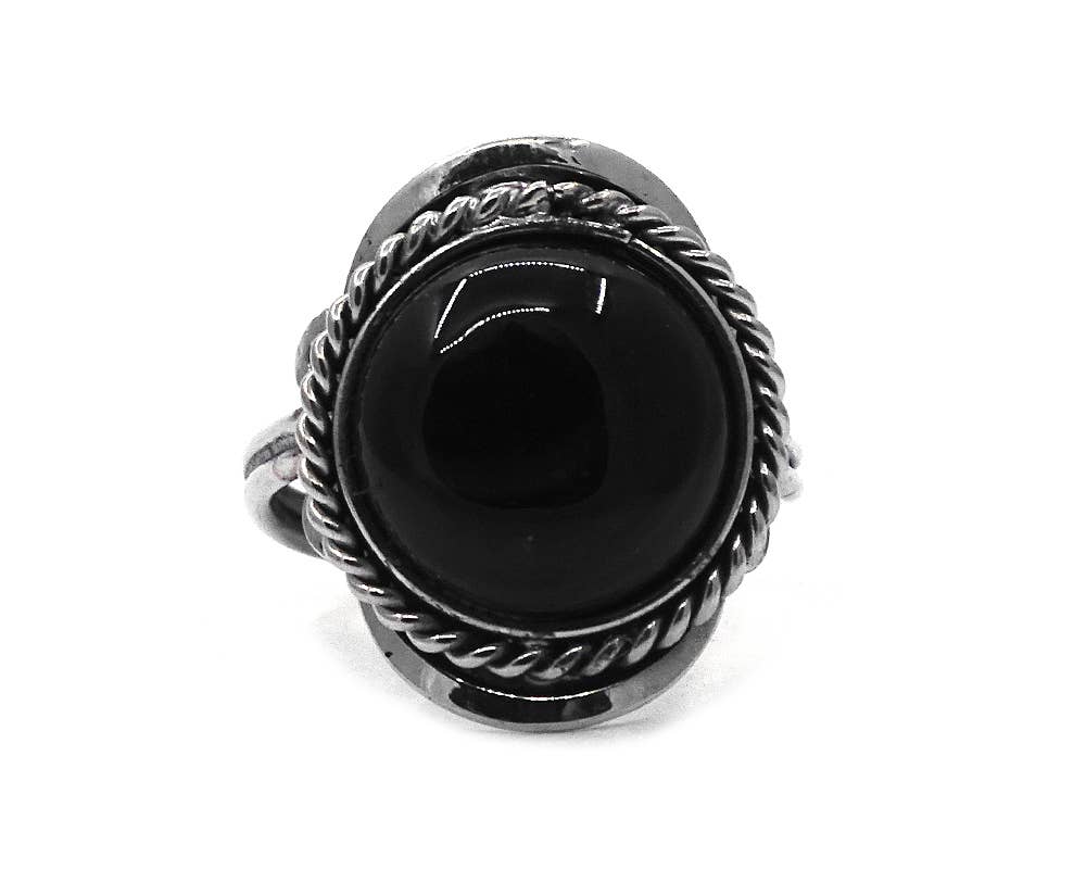 Pichincha - Wholesale Cocktail/Statement Ring - Mini Round Semi Precious Stone Adjustable Metal Ring7