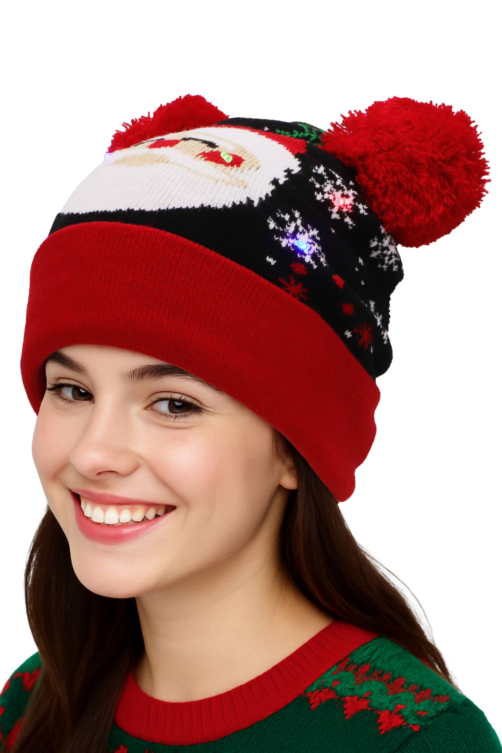 ASSORTI Kerstmis LED Lichtgevende Dubbele Pom Pom Muts voor groothandel op Faire1