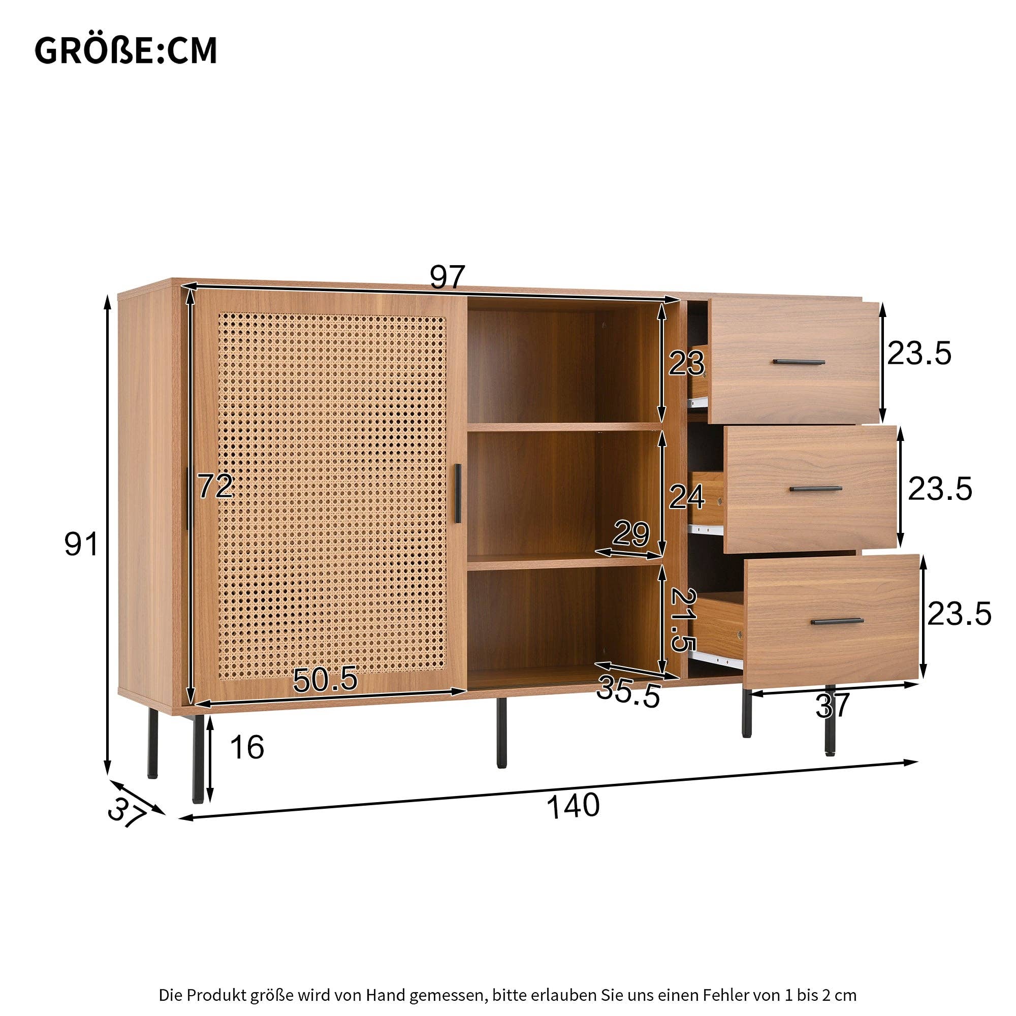Urban Meuble - Wholesale Cabinet - Vintage sideboard with wood effect, 2 sliding doors in woven rattan, and 3 drawers PROPOLIS8