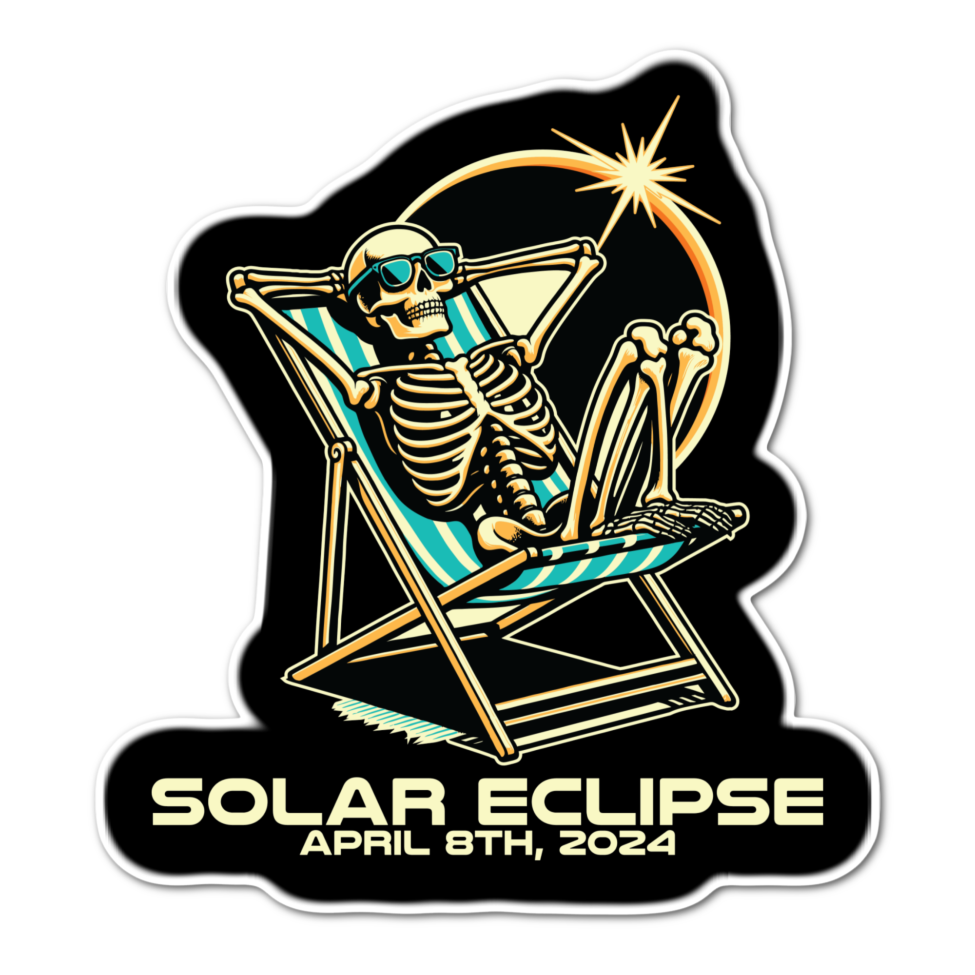 Jazzy Pop Stickers - Wholesale Sticker - Skeleton Solar Eclipse 2024 moon laminated sticker0