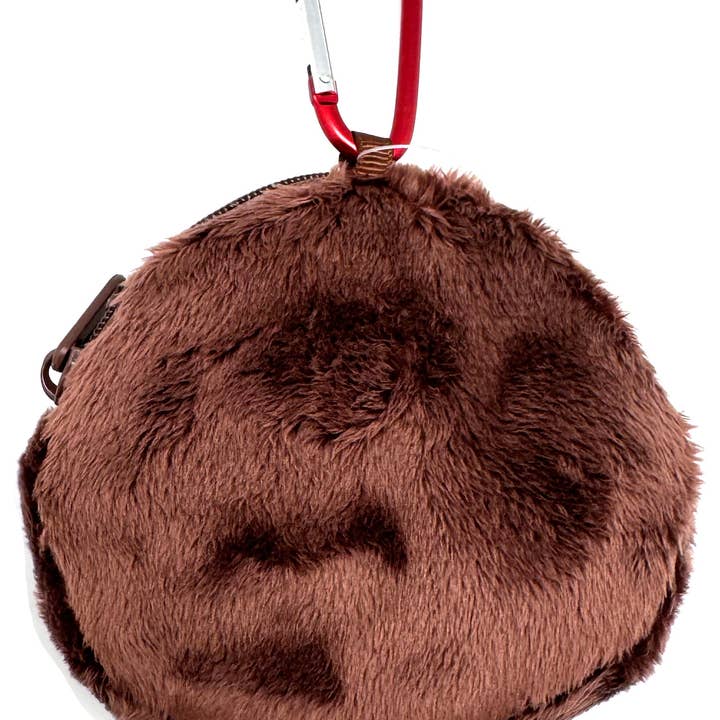 LASR - Wholesale Coin Purse - Women's - Monchhichi-Kun Face Plush Carabiner Coin Pouch1