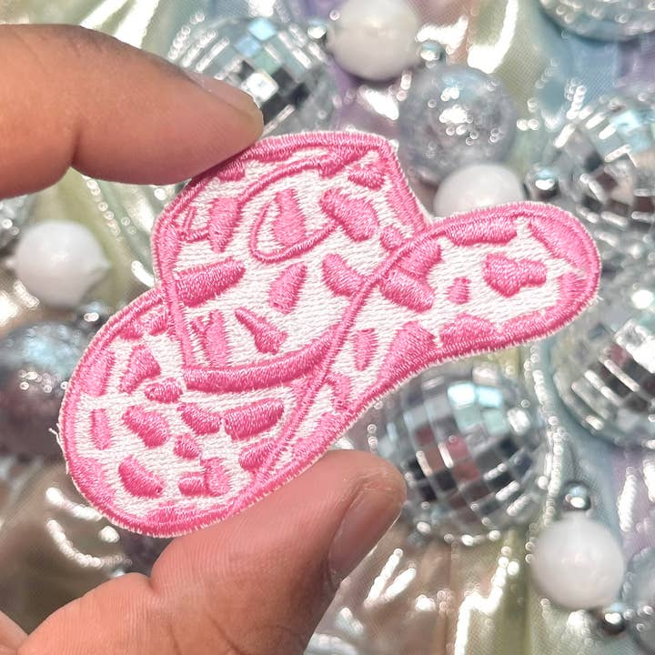Parche termoadhesivo bordado para sombrero de vaquero con leopardo rosa para venta al por mayor de Crafty Pynk Scorpion