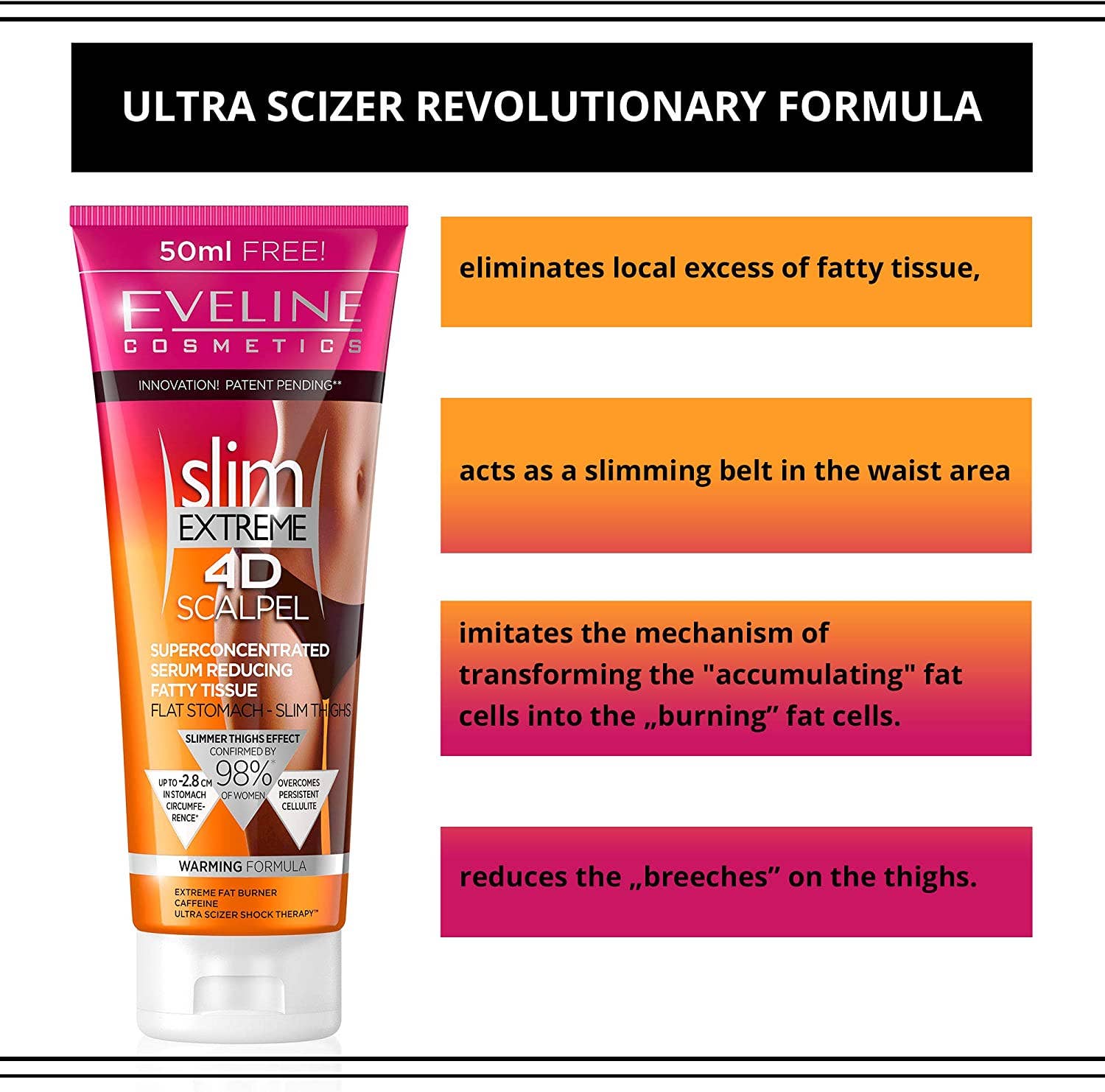 Eveline Cosmetics - Vente Concentré/sérum pour le visage - Sérum super concentré Slim Extreme 4D Scalpel réduisant les graisses3