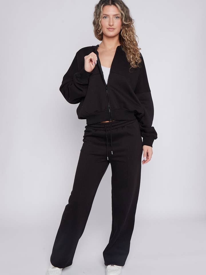 AX Labels - Wholesale Top & Pant Set (NOT Loungewear) - Women's - Oversized Bomber Style Fleece Zipper Co-ord6