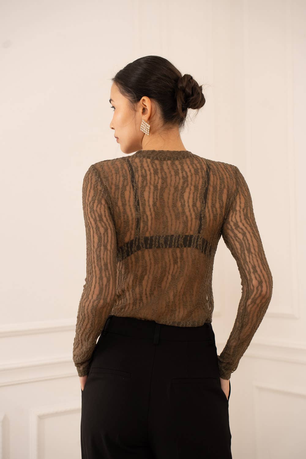 CHOKLATE PARIS - Wholesale Knit Top - Women's - Semi-transparent lace T-shirt - CK081996