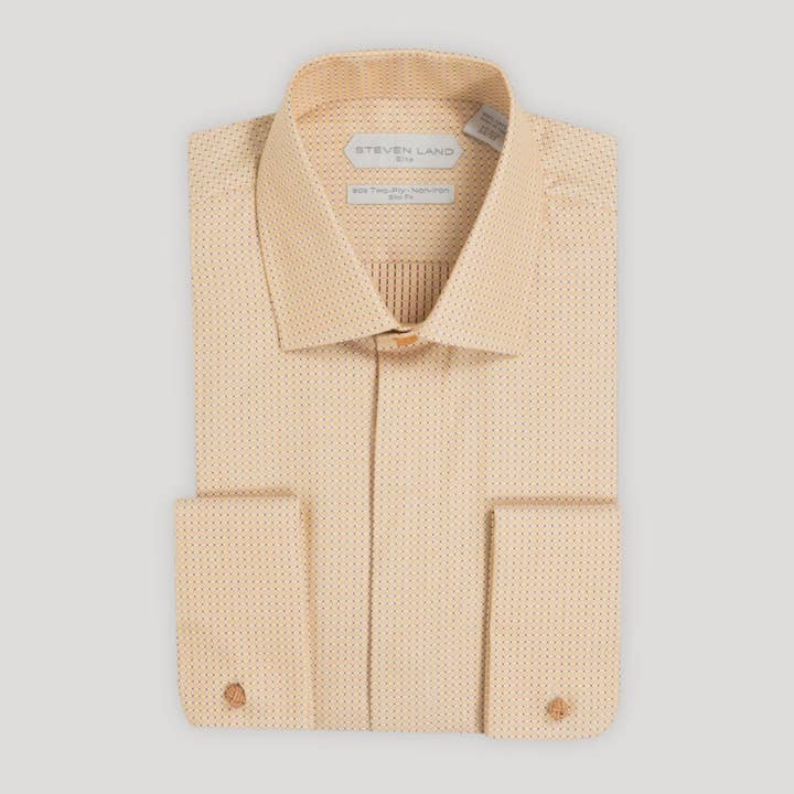 Luther | Klassisk krage | Rundad fransk manschett | Geometriskt jacquardmönster | Guld för wholesale av Steven Land