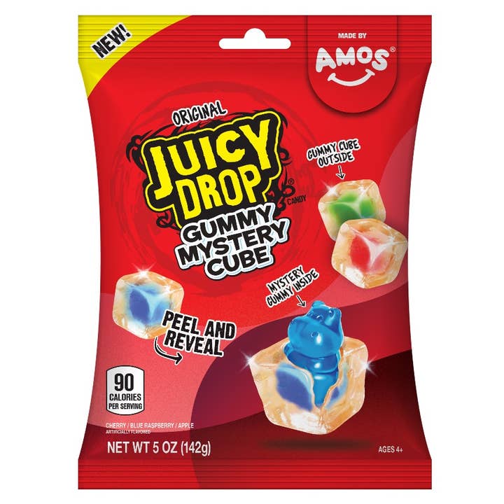 Juicy Drop Mystery Cube Original 5oz Pose, 12 stk. for engroshandel hos Grandpa Joe's Candy Shop