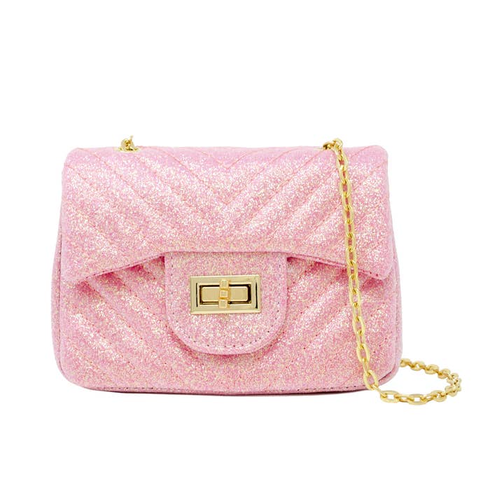 Pink Classic Glitter Wave Handbag for wholesale on Faire
