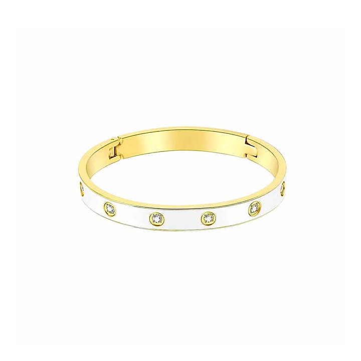 Bracciale rigido in oro smaltato bianco audace da 8 pietre BG808EWG per la vendita all'ingrosso da parte di B.Tiff