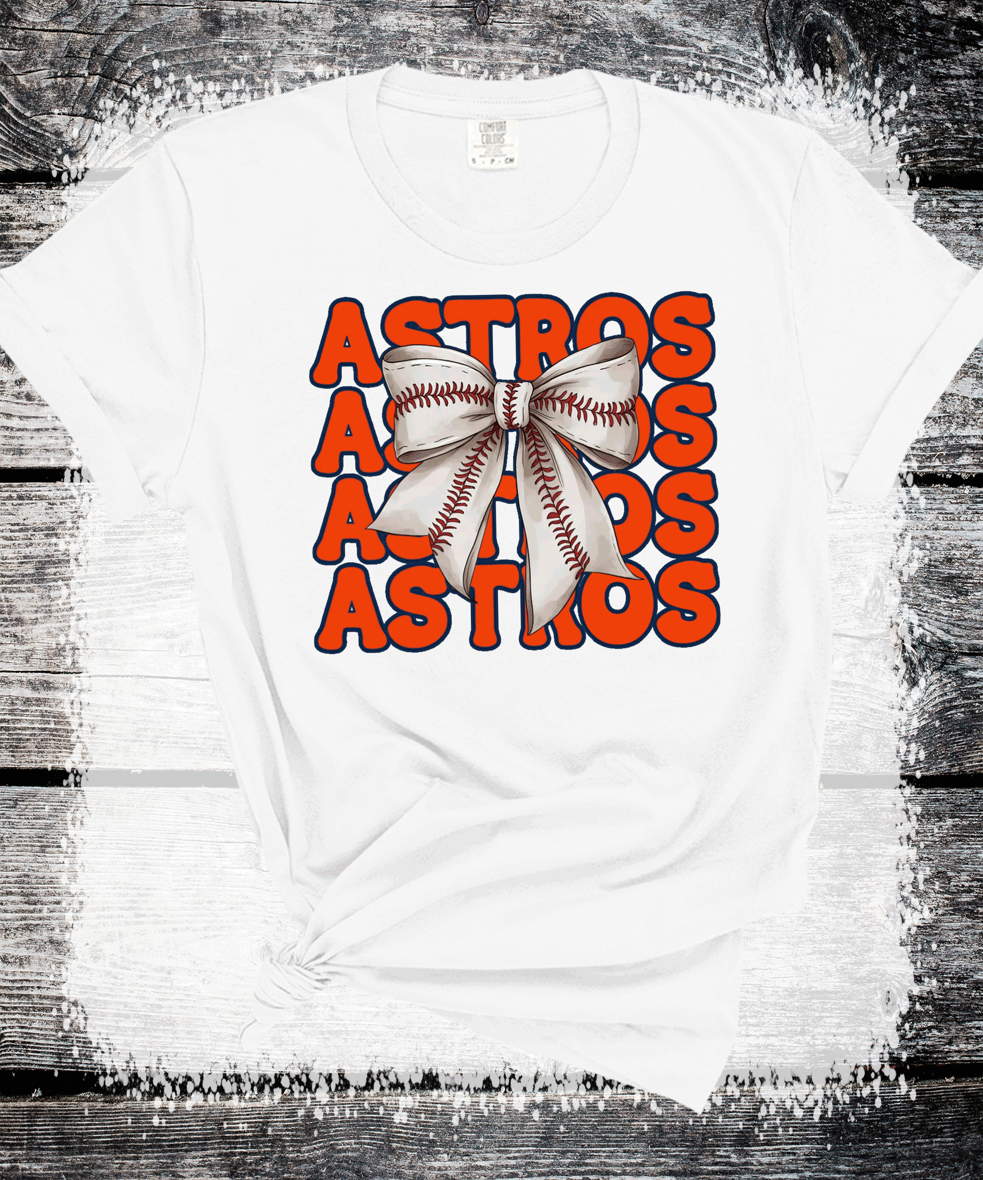 A Blessed Texas Mess Boutique - Wholesale T-Shirt (Graphic) - Women's - Astros Baseball Texas Little League Baseball coquette bow1