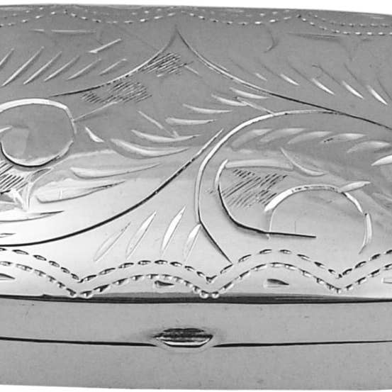 Caixa de Comprimentos Gravada em Forma Retangular Inglês Sterling 1,38" X 1,25". NÚMERO DO NÚMERO: PB428. por atacado de Corbell Silver