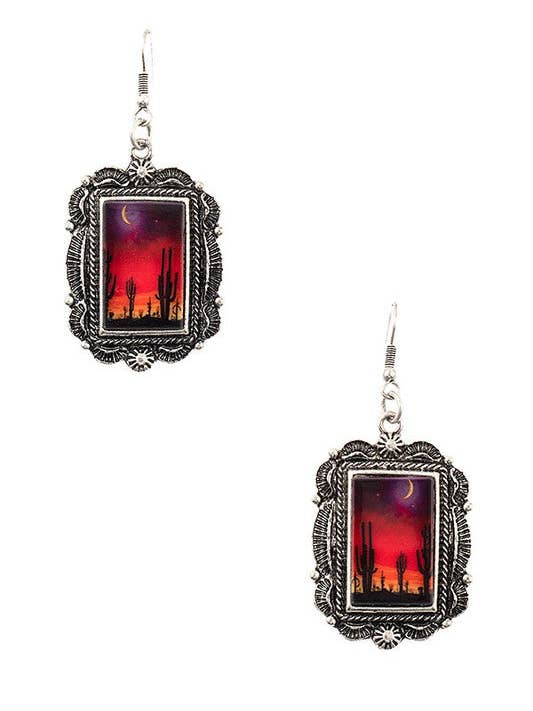 DESERT NIGHT FRAMED DANGLE EARRING for wholesale by Andrea Bijoux