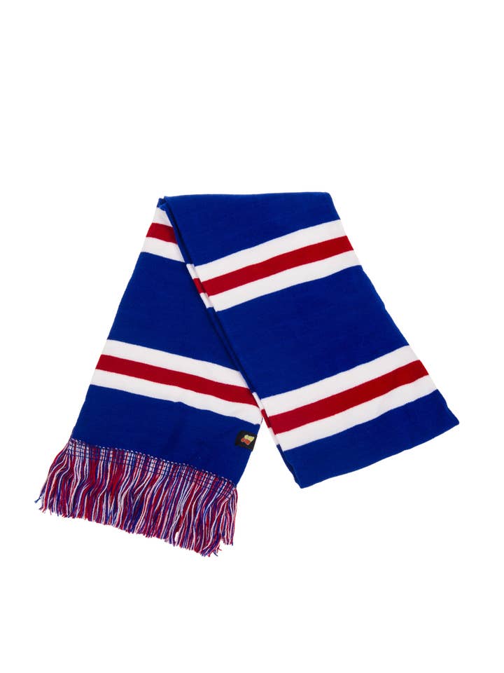 Blue, Red and White Scarf for wholesale by Big Bobble Hats