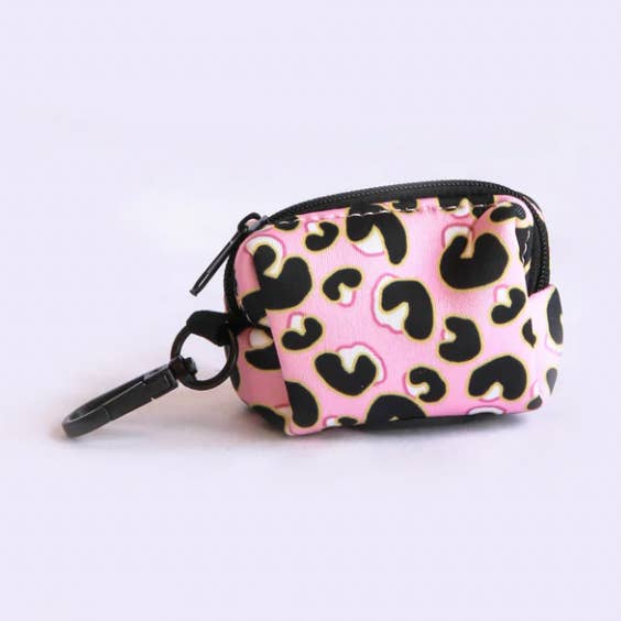 Willow Walks fabric poo bag in pink leo for wholesale by Willow Walks Studio