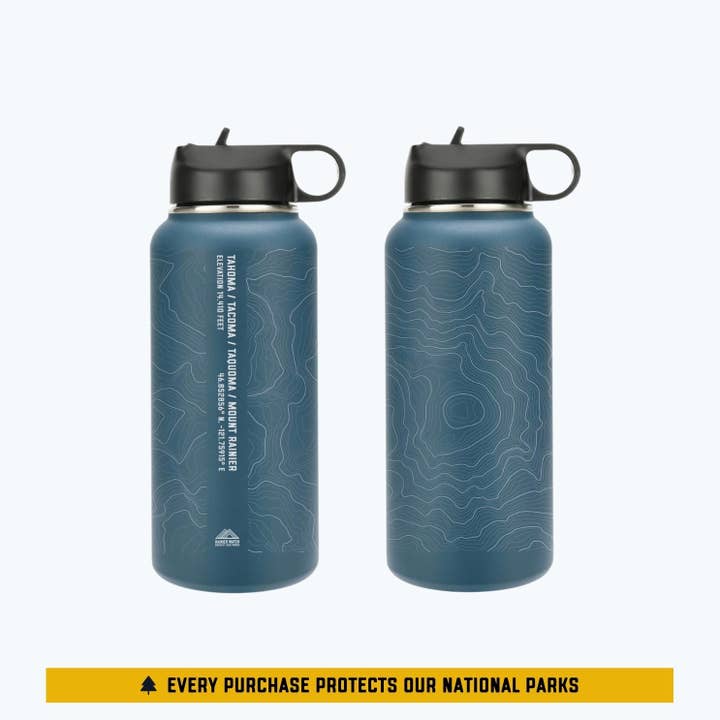 Rainier Watch Supply Co – wholesale Water bottle – Tahoma Mount Rainier Topo Bottle