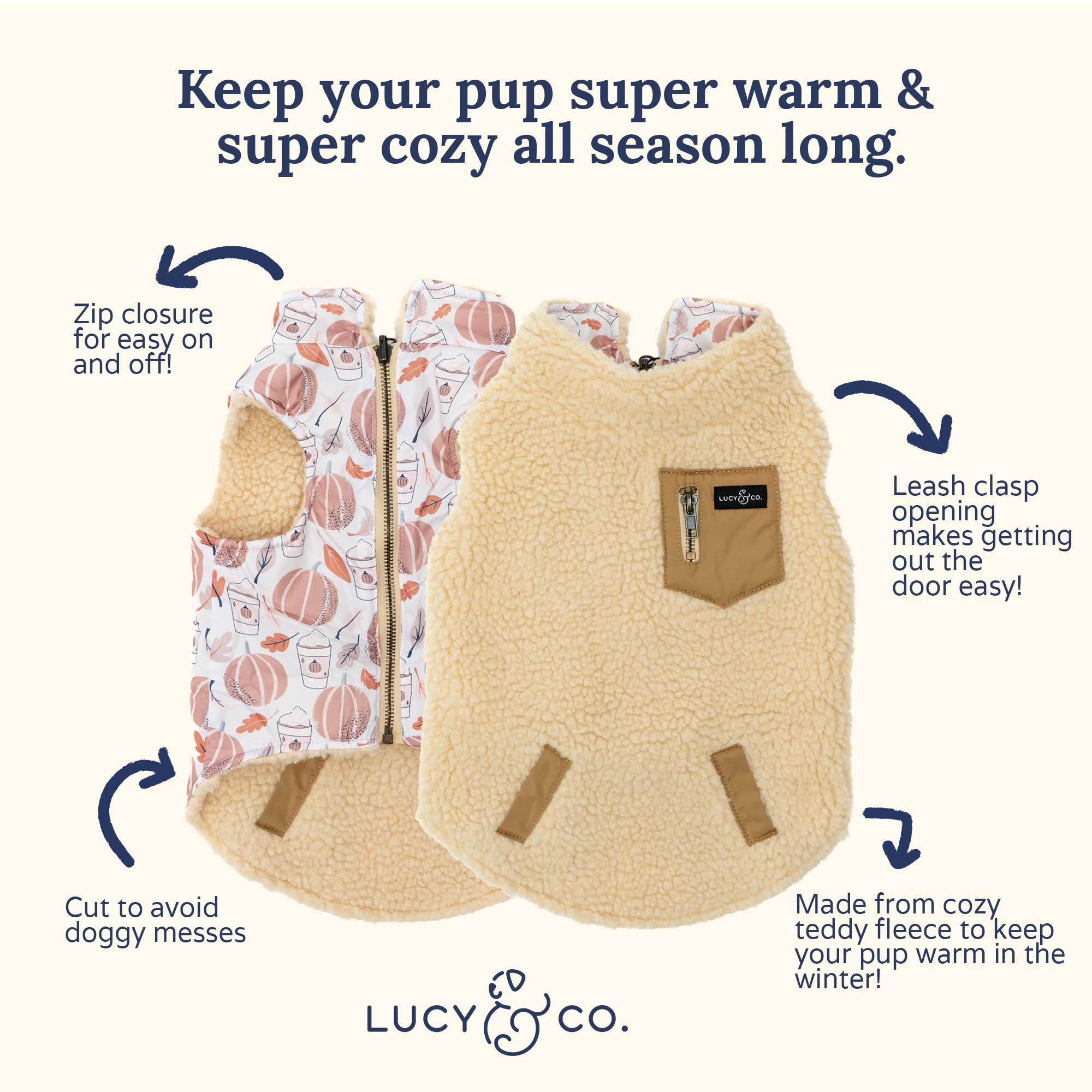 Lucy & Co. - Vendita all'ingrosso Gilet - Cani - Gilet Teddy Reversibile Fantastico Autunno3