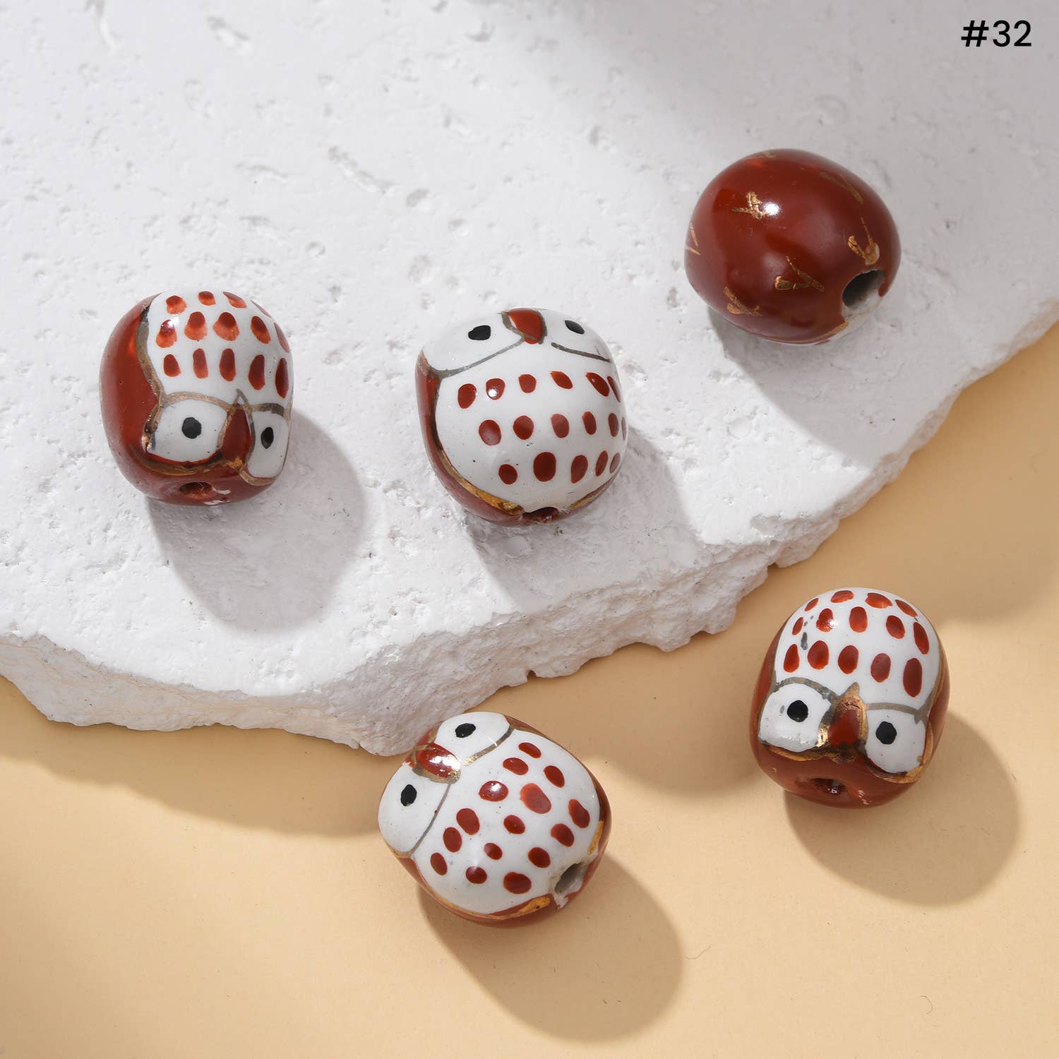 Beads Creation – wholesale Pärlor – Handmålade djurkeramikpärlor med stort hål Smycken ORG30411