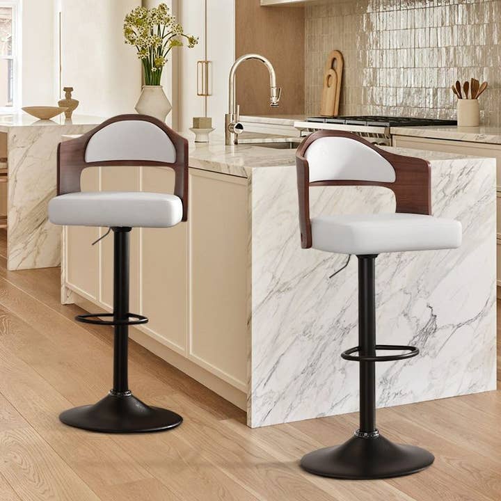 BlakOutlet - Wholesale Stool - Set of 2 Wooden Barstools PU Leather Upholstered Bar Chairs14