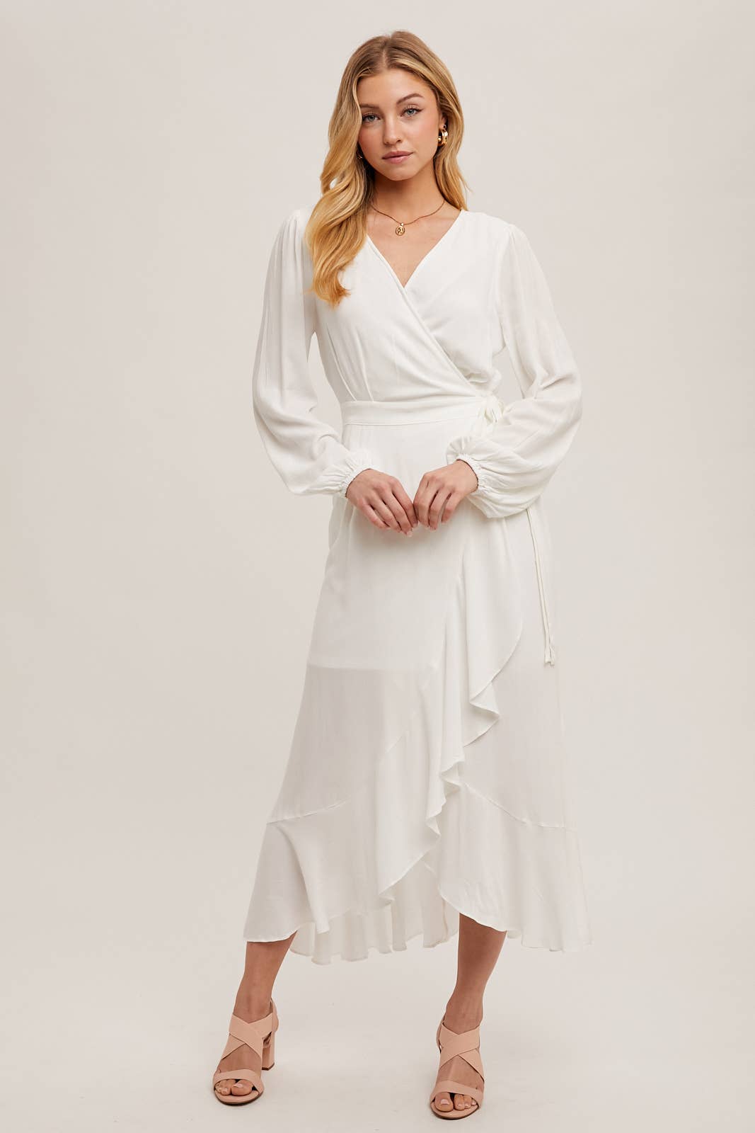 Bluivy – wholesale Dress – Women's – RUFFLE HEM MAXI WRAP DRESS5
