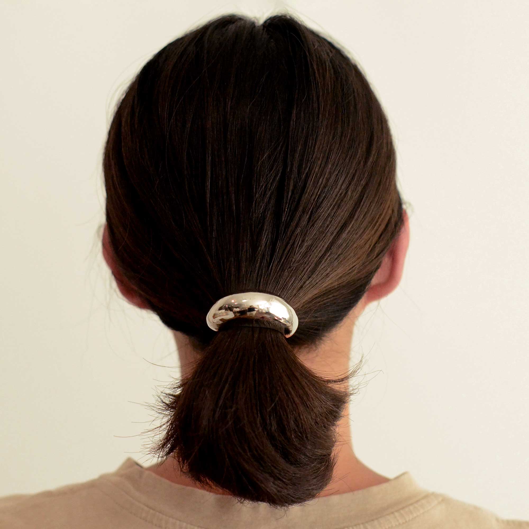 nar'sha - Wholesale Hair Tie - Narrow Crescent Metal Cuff Hair Tie | Silver3