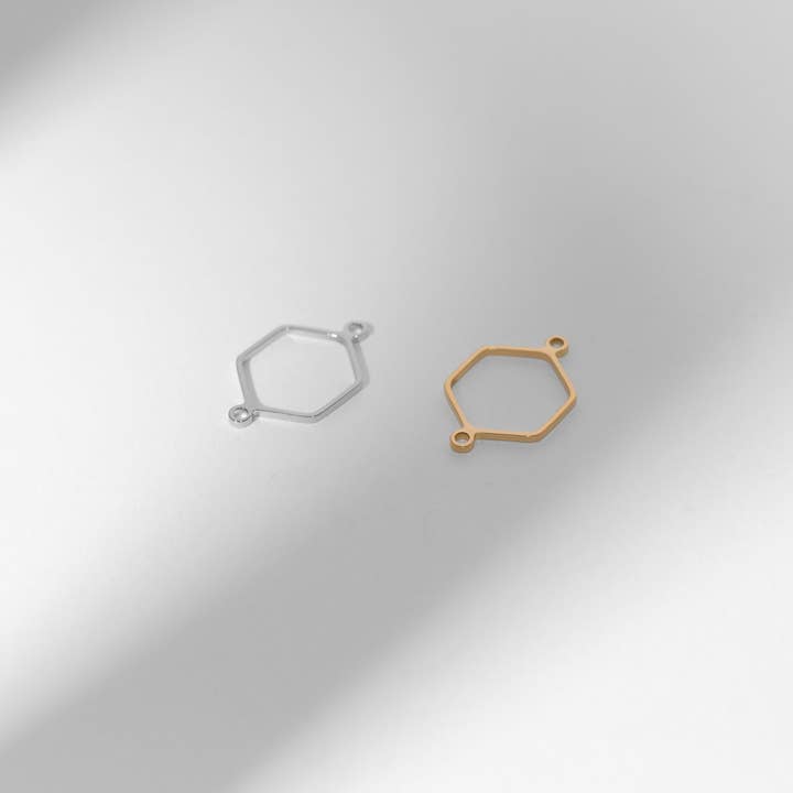 WJW – Großhandel Individueller Charm/Anhänger – Anhänger aus Edelstahl in Hexagon-Form zum Verbinden4