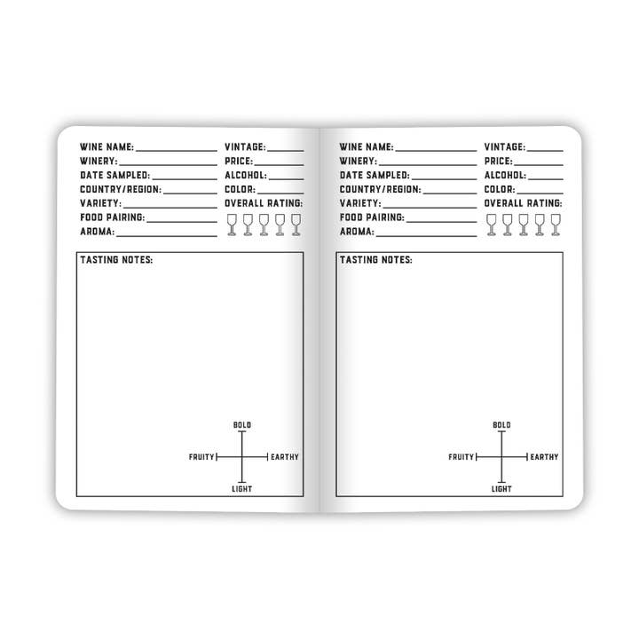 Justin Ryan Books - Wholesale Notebook - Wine Log Book - Two 20-page books - Winery Tasting Journal