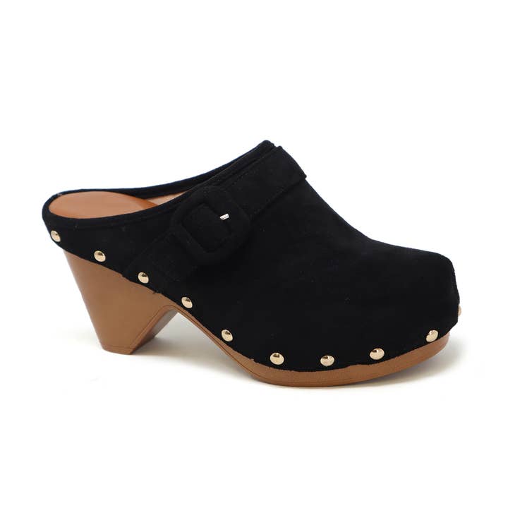 Yoki Fashion - Wholesale Clogs - Women's - SHAYNE Women's Clog Wooden Heel With Studs On The Sides1
