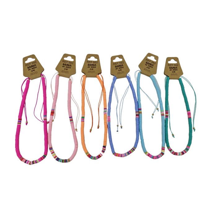 Sæt med 35 flerfarvede fimo halskæder for engroshandel hos Samba de roda