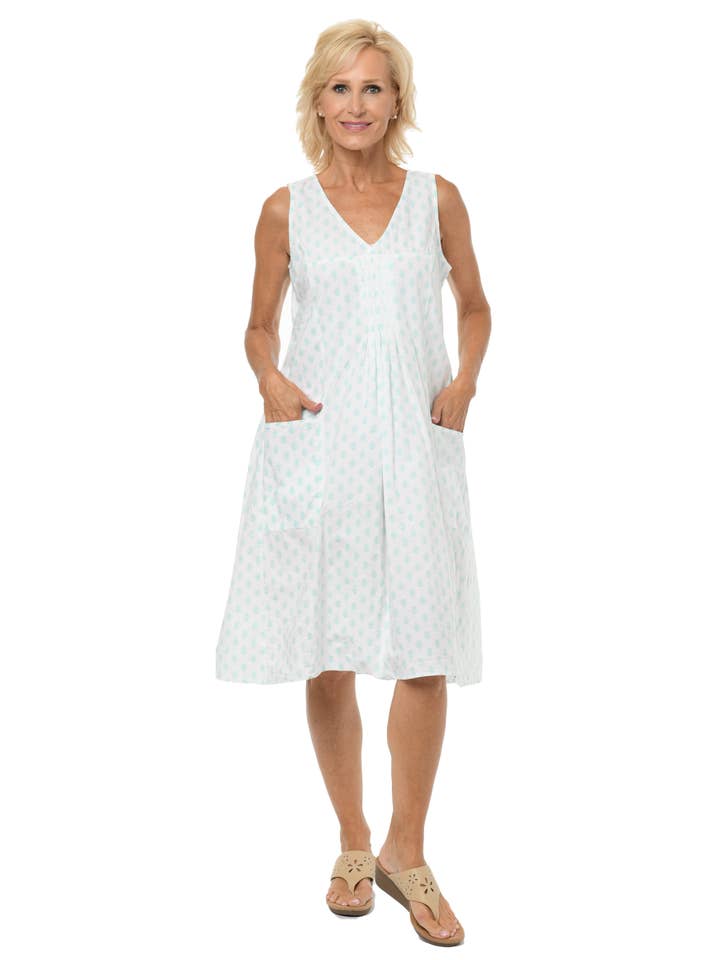 Tulip Clothing - Wholesale Dress - Women's - CV656 Poppie Dress in Aqua Leaf
